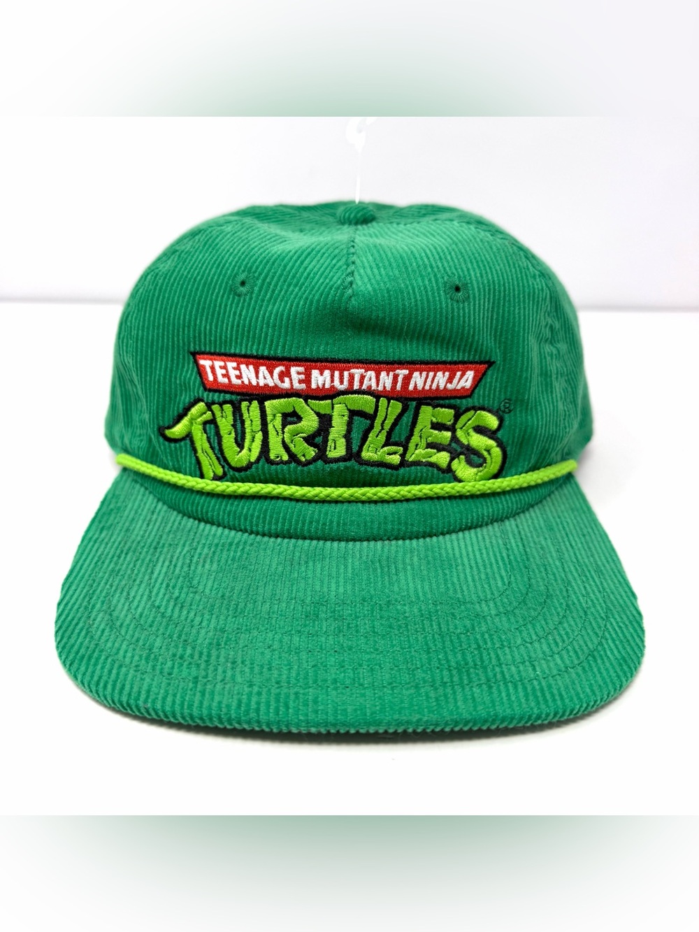 TMNT Ninja Turtles Retro Rope Trucker Hat Snapback Cap Green Corduroy Brand NEW